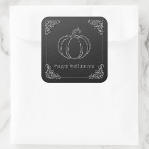 Silver Pumpkin Halloween Quadratischer Aufkleber