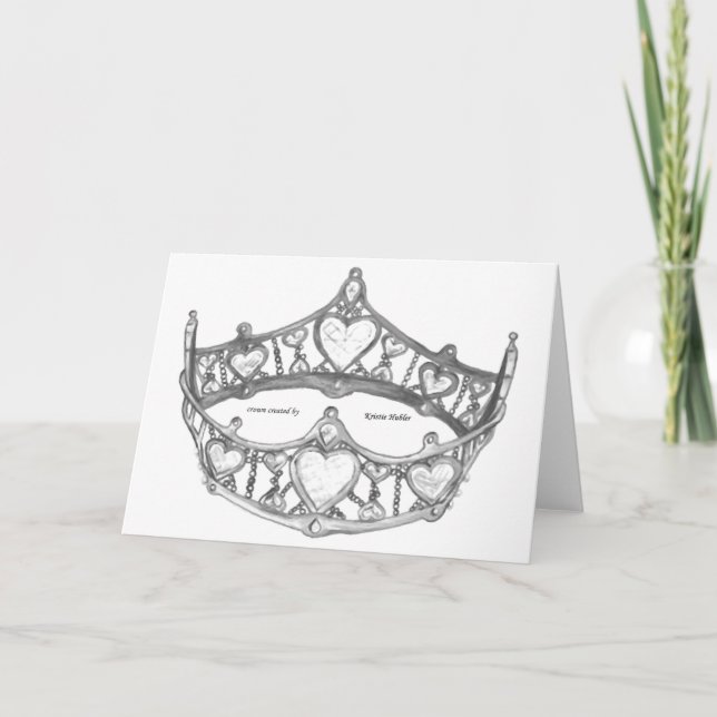 Silver Queen of Hearts crown tiara greeting card Karte (Vorderseite)