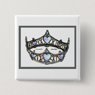 Silver Queen of Hearts gekrönt Tiara weiße Taste Button