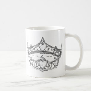 Silver Queen of Hearts Kronen Tiara Tasse