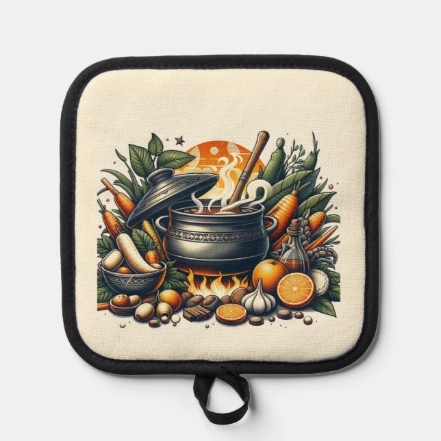 Silver Quilted Heat Protection Oven Mitt Topflappen (Vorderseite)