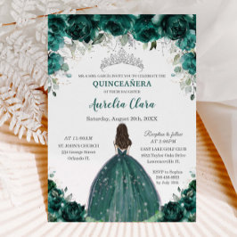 Silver Quinceañera Emerald Green Blumenprinzessin Einladung