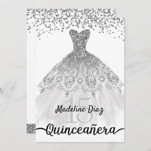 Silver Quinceanera Geburtstag Einladung Cumpleanos