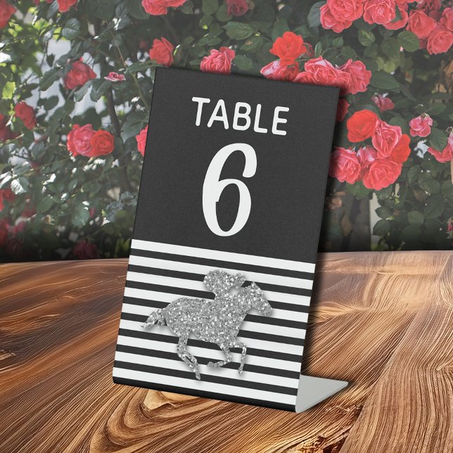 Silver Racehorse Brautparty Tischnummer Sockelschild (Create pedestal signs for your bridal shower, more in our collection.)