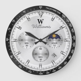 Silver Racing Dial Luxury Chronograph Große Wanduhr