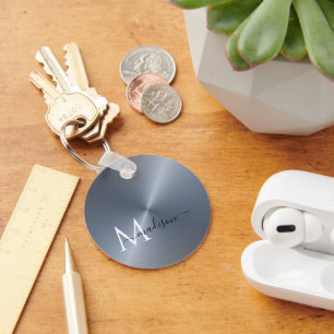 Silver Radial Metallic Script Name Schlüsselanhänger