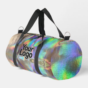 Silver Rainbow Holographic Luxury Business Logo Duffle Bag