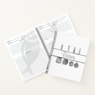 Silver Recipe Kochbuch Utensiables Personalisiert Notizbuch