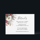 Silver Red Christmas Winter Floral Wedding Begleitkarte<br><div class="desc">Die Kapselkarte für Hochzeiten zeigt eine elegante Weihnachten-,  Winter-Blumenwasserfarbe mit einfachen roten Beeren und silbernen heiligen Blätter und Kiefern. Es bietet Informationen zu Empfang- und Hochzeitswebseiten und kann an die Details Ihrer Wahl angepasst werden.</div>