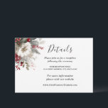 Silver Red Christmas Winter Floral Wedding Begleitkarte<br><div class="desc">Die Kapselkarte für Hochzeiten zeigt eine elegante Weihnachten-,  Winter-Blumenwasserfarbe mit einfachen roten Beeren und silbernen heiligen Blätter und Kiefern. Es bietet Informationen zu Empfang- und Hochzeitswebseiten und kann an die Details Ihrer Wahl angepasst werden.</div>