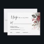 Silver Red Christmas Winter Floral Wedding RSVP Karte<br><div class="desc">Hochzeitsrabatt zeigt eine elegante Weihnachts-,  Winter- und Blumenwasserfarbe mit roten Beeren und silbernen heiligen Blätter und Kiefern. Es bietet Akzeptanz,  Rückgang,  Anzahl der Teilnehmer und die Wahl der Mahlzeiten.</div>