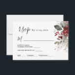 Silver Red Christmas Winter Floral Wedding RSVP Karte<br><div class="desc">Hochzeitsrabatt zeigt eine elegante Weihnachts-,  Winter- und Blumenwasserfarbe mit roten Beeren und silbernen heiligen Blätter und Kiefern. Es bietet Akzeptanz,  Rückgang,  Anzahl der Teilnehmer und die Wahl der Mahlzeiten.</div>
