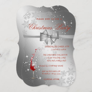 Silver Red Glass, Corporate Christmas Party Einladung