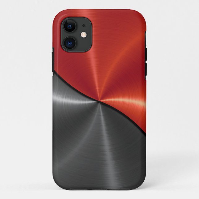 Silver Red Shiny Steel Metall 3 Case-Mate iPhone Hülle (Rückseite)
