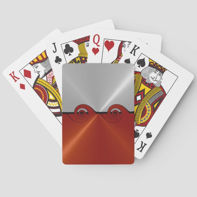 Silver Red Stainless Metallic Cut Out Muster 2 Spielkarten (Rückseite)