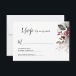 Silver Red Winter Christmas RSVP Karte<br><div class="desc">Hochzeitsrabatt zeigt eine elegante Weihnachts-,  Winter- und Blumenwasserfarbe mit roten Beeren,  silbernen heiligen Blätter und Kiefern. Es zeigt Akzeptanz,  Abnahme und Anzahl der Teilnehmer an.</div>