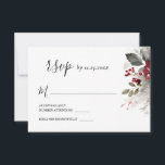 Silver Red Winter Christmas RSVP Karte<br><div class="desc">Hochzeitsrabatt zeigt eine elegante Weihnachts-,  Winter- und Blumenwasserfarbe mit roten Beeren,  silbernen heiligen Blätter und Kiefern. Es zeigt Akzeptanz,  Abnahme und Anzahl der Teilnehmer an.</div>