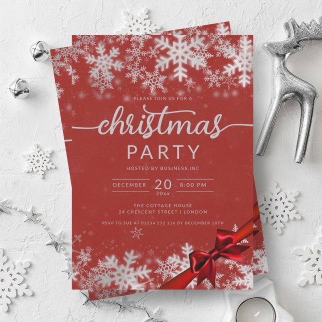 Silver Red Winter Wonder Company Weihnachten Einladung (Silver Red Winter Wonder Company Christmas Invitation)