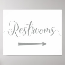 Silver Restrooms Sign - Rechts Arrow Directors