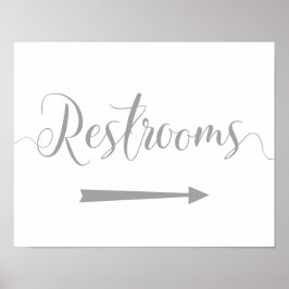 Silver Restrooms Sign - Rechts Arrow Directors Poster