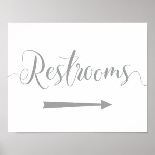 Silver Restrooms Sign - Rechts Arrow Directors Poster