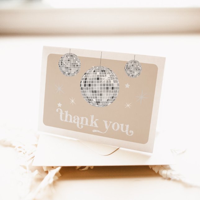 Silver Retro Disco Brautparty Dankeskarte (Thank you card)