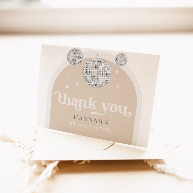 Silver Retro Disco Brautparty Dankeskarte (Thank you card )