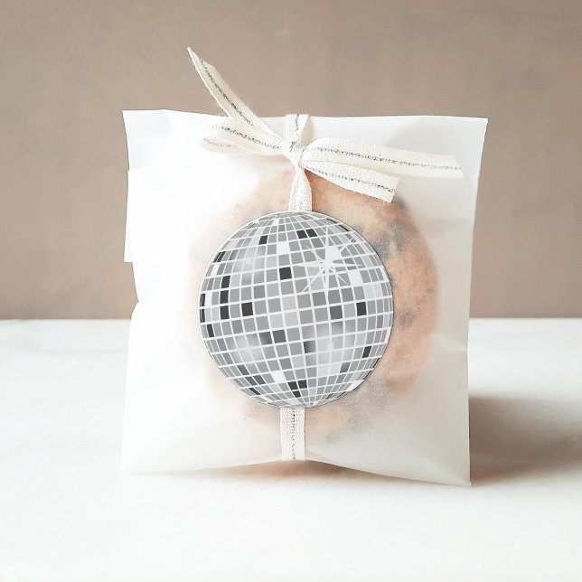 Silver Retro Disco Brautparty Runder Aufkleber (Von Creator hochgeladen)