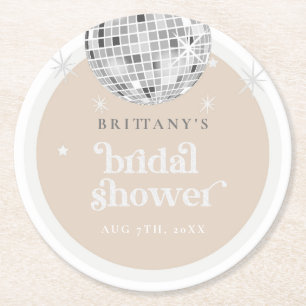 Silver Retro Disco Brautparty Runder Pappuntersetzer