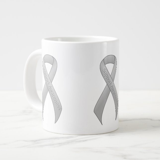 Silver Ribbon Support Awareness Jumbo-Tasse (Vorderseite Links)