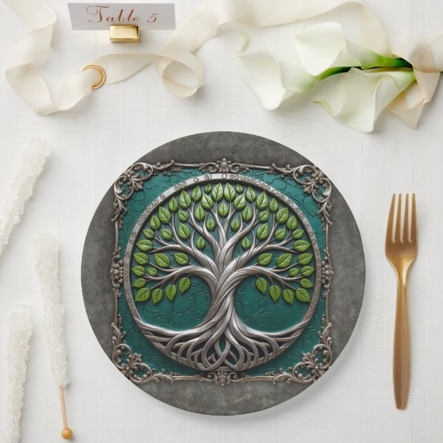 Silver Roots of Eternity – Tree of Life.   Pappteller (Hochzeit)