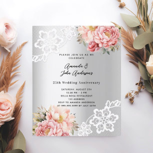 Silver rosa 25. Hochzeitstag Einladung
