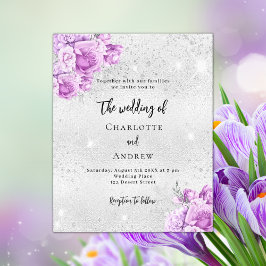 Silver rosa violett Budget Hochzeitseinladung Flyer