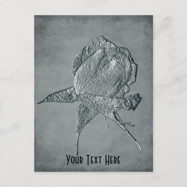 Silver Rose Floral Anpassbare Postkarte (Vorderseite)