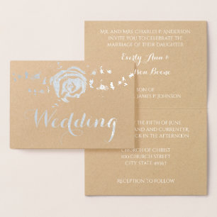 Silver Rose Foil Typografy Wedding Einladungen