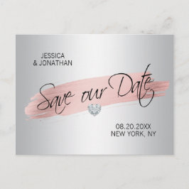 Silver Rose Gold Foil Wedding RETTE UNSER DATUM Ankündigungspostkarte