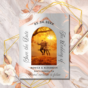 Silver Rose Gold Foto Hochzeit speichern Sie das D Ankündigungspostkarte