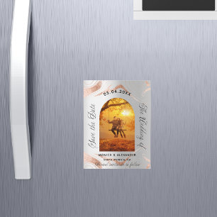 Silver Rose Gold Foto Hochzeit speichern Sie das D Magnetkarte