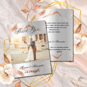 Silver Rose Gold Foto QR Hochzeit danke Ihnen Kart Einladung