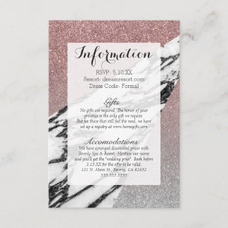 Silver Rose Gold Glitzer und Marmor Geometrie Begleitkarte