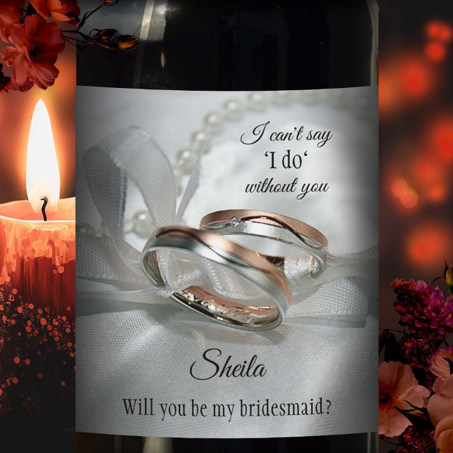 Silver Rose Gold Rings Wedding Wine Label Weinetikett (Von Creator hochgeladen)