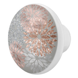 Silver Rose Gold Shimmer Sparkle Dahlia Blume Keramikknauf