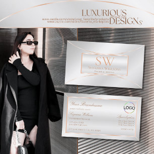 Silver Rose Gold Verziert mit Monogramm und Logo Visitenkarte