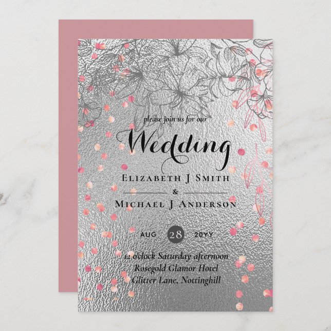 Silver Rosegold WEDDING Metallic Glitzer BUDGET (Vorne/Hinten)