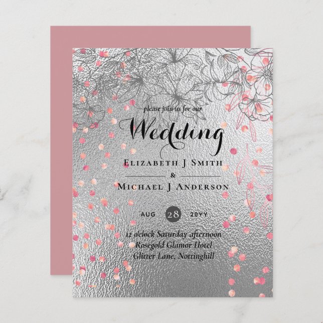 Silver Rosegold WEDDING Metallic Glitzer BUDGET (Vorne/Hinten)