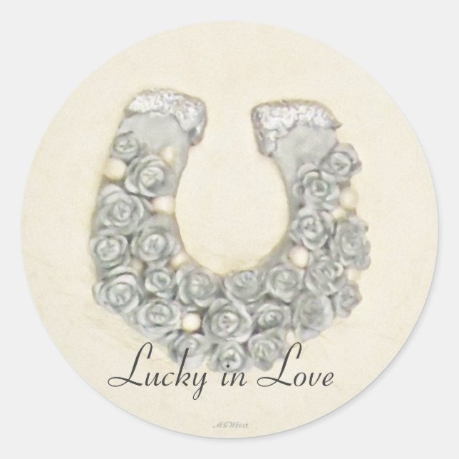 Silver Roses Horseshoe Wedding Handfasting Runder Aufkleber (Vorderseite)