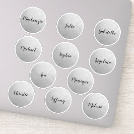Silver Round Circle Individual Names Gastgeschenk Aufkleber