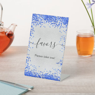 Silver Royal Blue Gastgeschenke Sockelschild