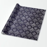 Silver Royal Blue Navy Gray Floral Damask Vip Geschenkpapier<br><div class="desc">Minimalismus und Elegance Glam und Chic Delicate Wrapping Paper</div>