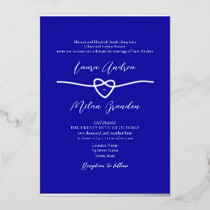 Silver Royal Blue Wedding Folieneinladung
